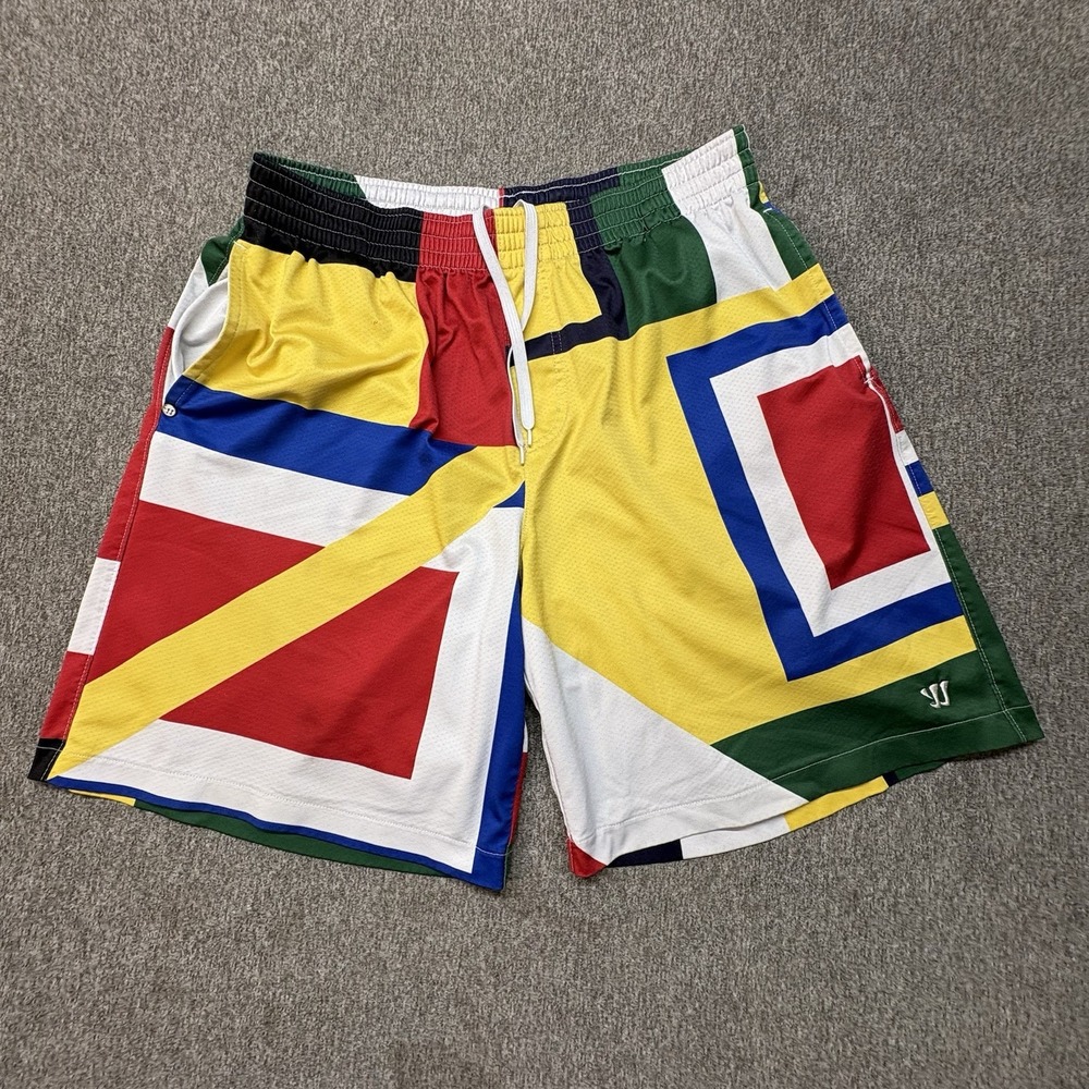 Vintage 90's Lacrosse International Flag Patchwork Mesh Shorts Men's M Warrior